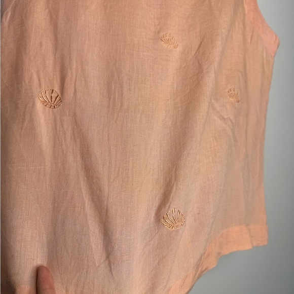 Rosa Morena corail peach linen shell embroidered top - Picture 4 of 10